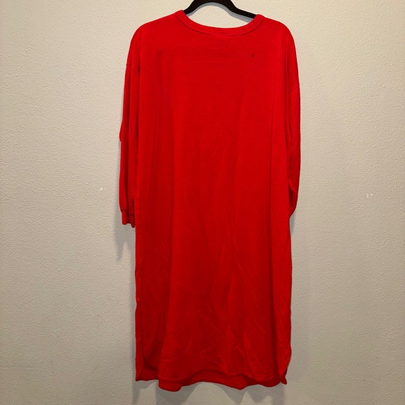 Red Long Sleeve Nightgown Cute Scottie Dog Winter Village Print Sleepshirt Women - Picture 4 of 6